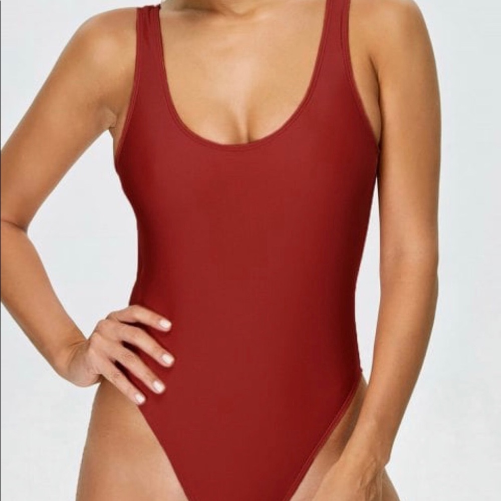Zaful High Cut Backless One Piece - Red Small